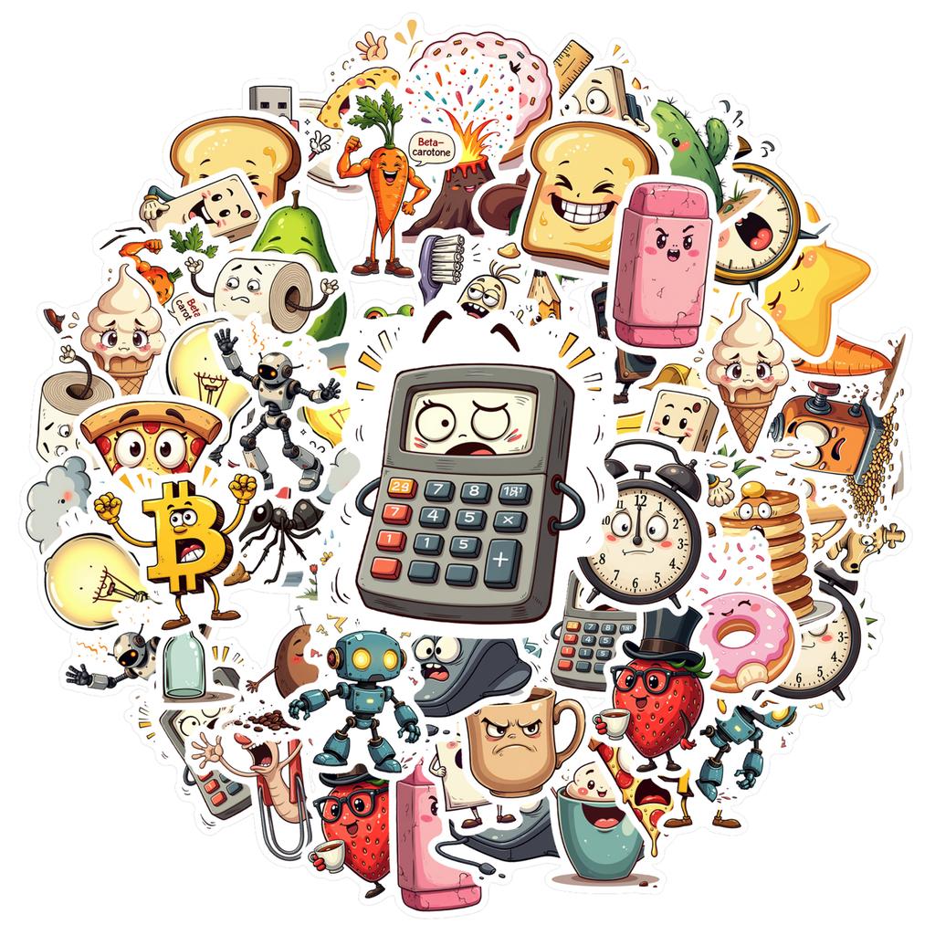35pcs-70pcs Humorous Objects Decals Playful Food Teacher Reward Stickers DIY Stickers For Car Sticker Suitcase Phone