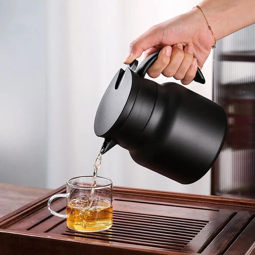 Tetera estofada de acero inoxidable para el hogar de gran capacidad con tetera aislante para té, tetera para té al aire libre, cafetera