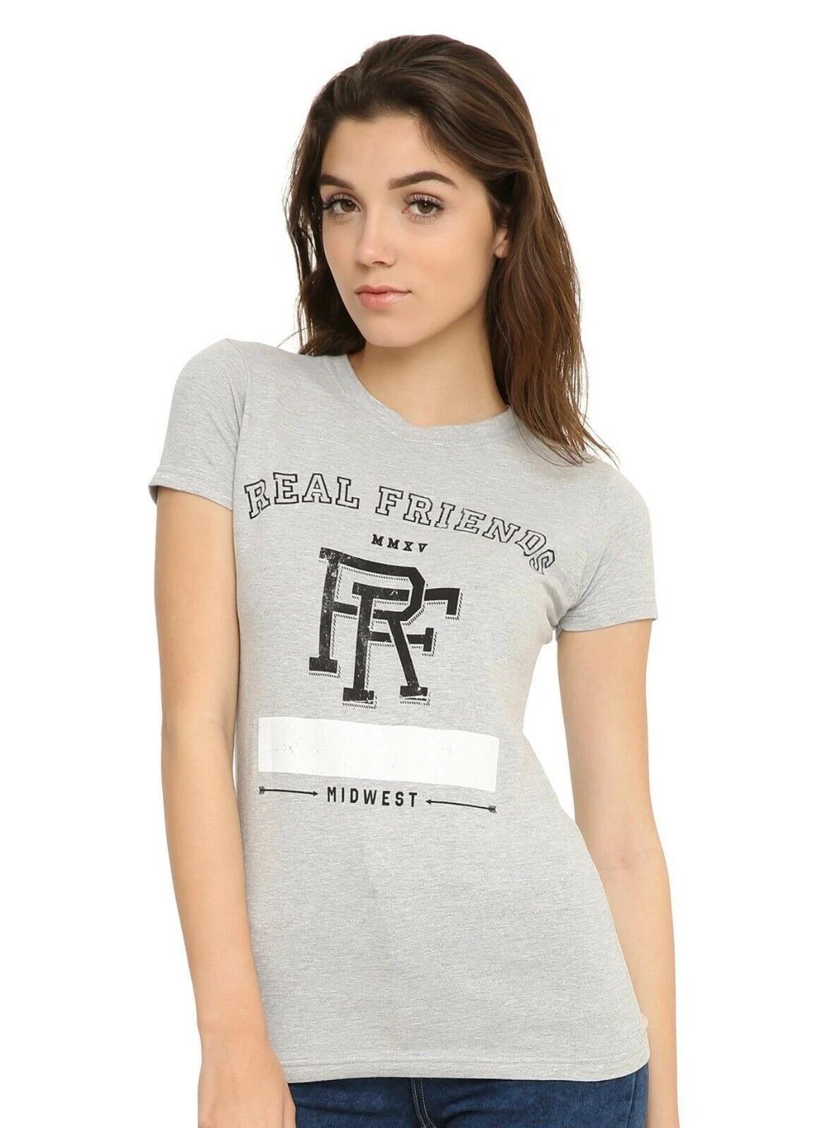 Real Friends Juniors Athletic Logo Fitted Shirt New L