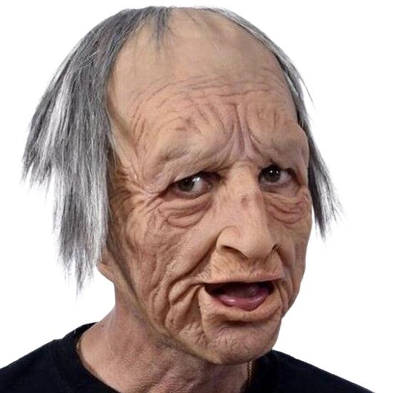 Gammal Mans Mask för Vuxna Realistisk Latex Äldre Människa Huvudtäckning med Livslika Rynkor för Halloween Maskerad Cosplay Kostymrekvisita