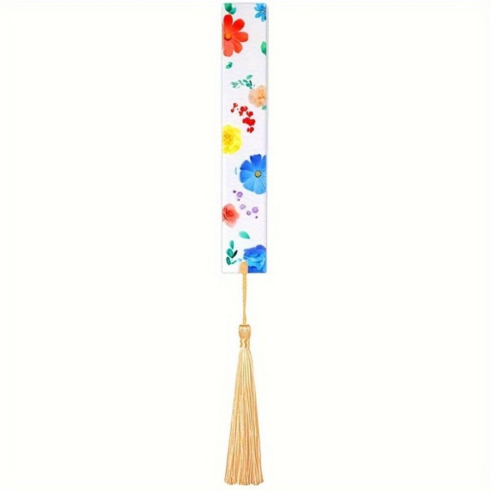 10Pcs/Set Kawaii Transparent Flower Bookmarks With Tassels Stationery Book Page Markers Floral Acrylic Bookmark Student