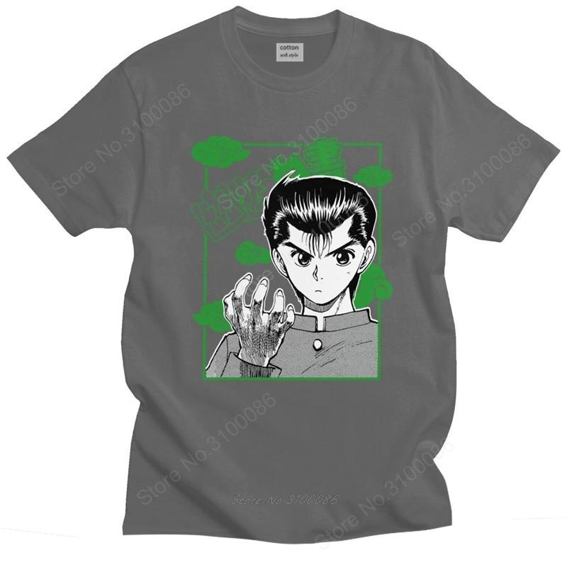Mode Unisex T-Shirt Yu Yu Hakusho Kurzarm Re Baumwolle T-Shirt Rundhals Druck Yusuke Urameshi T-Shirt