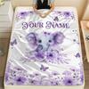 1PC Custom Name Pink Elephant Dreams Patterned Flannel Blanket Suitable For All Seasons for Home Decor Warmth and Comfort Gifts Holiday Present_lx