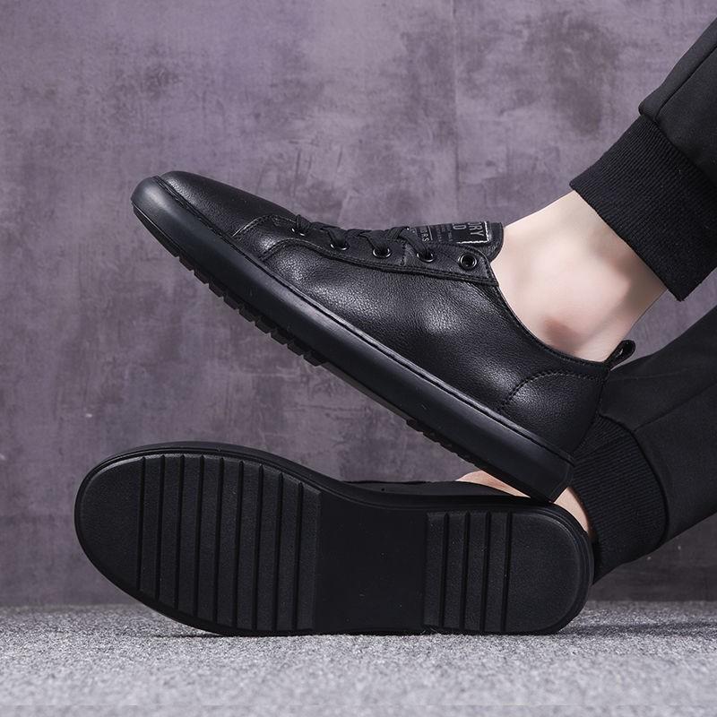 Men's shoes spring and autumn fashion simple leather breathable lightweight outdoor casual low-top board shoes