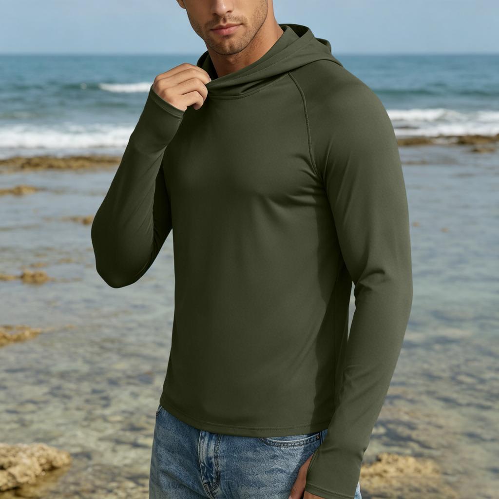 Herren UPF50 Plus Sonnenschutz Hoodie Schnelltrocknend Langarm Leichter Pullover für Outdoor-Aktivitäten Sport Reisen
