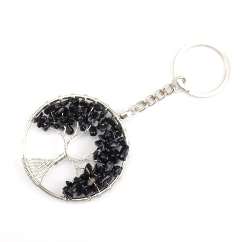 Natural Gravel Crystal Root Tree Tree Of Life Pendant Keychain Bag Pendant Keychain K04
