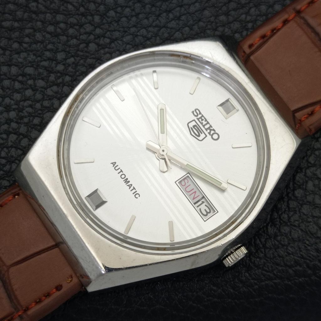 Seiko 5 AUTOMATIC 6309A JAPAN MENS VINTAGE SILVER COLOR DIAL WATCH A701557-5 R206b-a701557