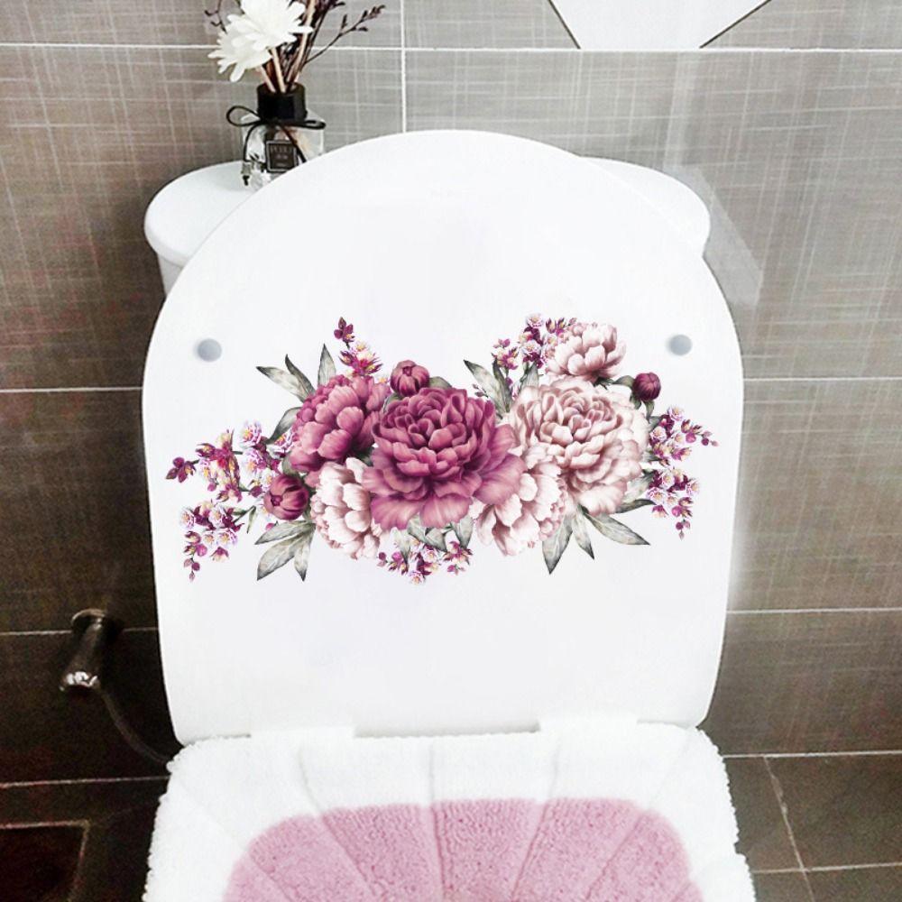 Mildew-proof Flower Butterfly Toilet Stickers Self-Adhesive Toilet Lid Decals  Bathroom