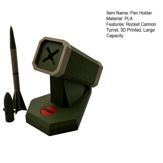 Roket Topu Kulesi Kalemlik 3D Baskılı Güdümlü Füzeler Kurşun Kalem Saklama Kutusu Konteyner Tutucu Ev Ofis Masaüstü Dekorasyonu