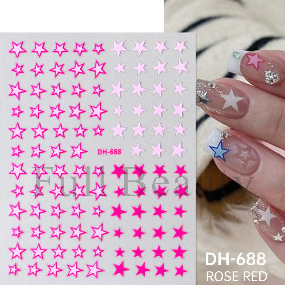 Nail Art Sticker, New Year'S Red Laser Red French Bow Atmosphere Adhesive 3D Nail Sticker