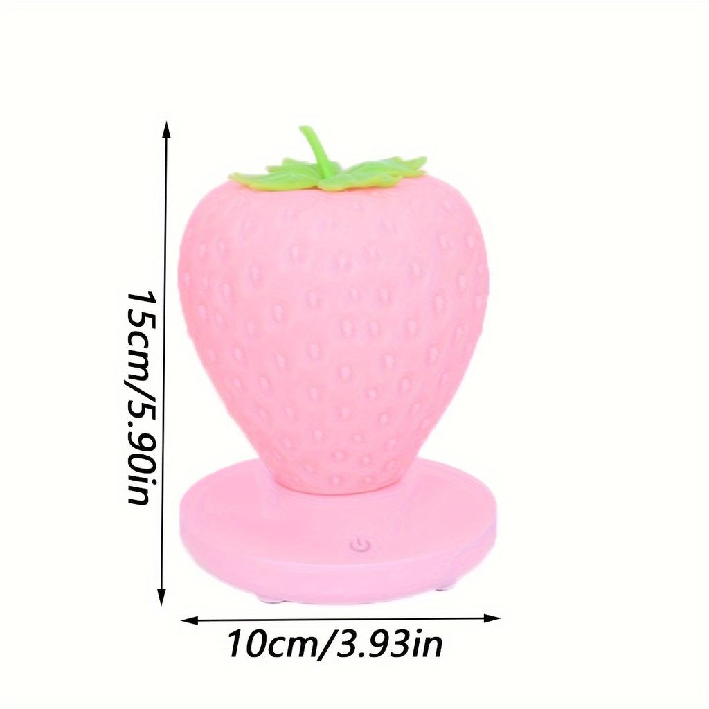 USB Rechargeable Strawberry Night Light Touch Controlled LED Bedside Lamp with Adjustable Brightness Multi Color Ambient Lighting Modern Plastic Fruit