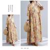 Season's New Vintage Print Loose Hem Long Dress