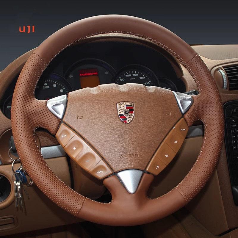 Braid Non-slip Hole-punch Car Steering Wheel Cover for Porsche Cayenne S 2003-2010 Cayenne Base 2008 2009 Porsche Accessory