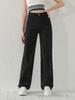 Autumn/Winter Rhinestone Black Straight-Leg Jeans: Slimming Women's Casual Fashion