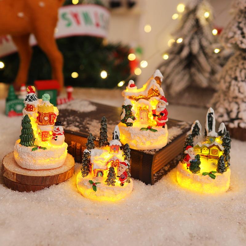 Christmas resin gingerbread house small house Santa Claus snowman micro landscape resin ornaments Christmas decorations ornaments