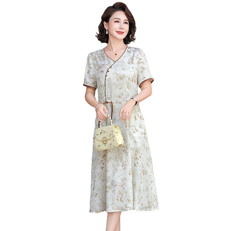 Stylish Chiffon Midi Dress for Middle-aged Women: New Chinese Summer Fashion