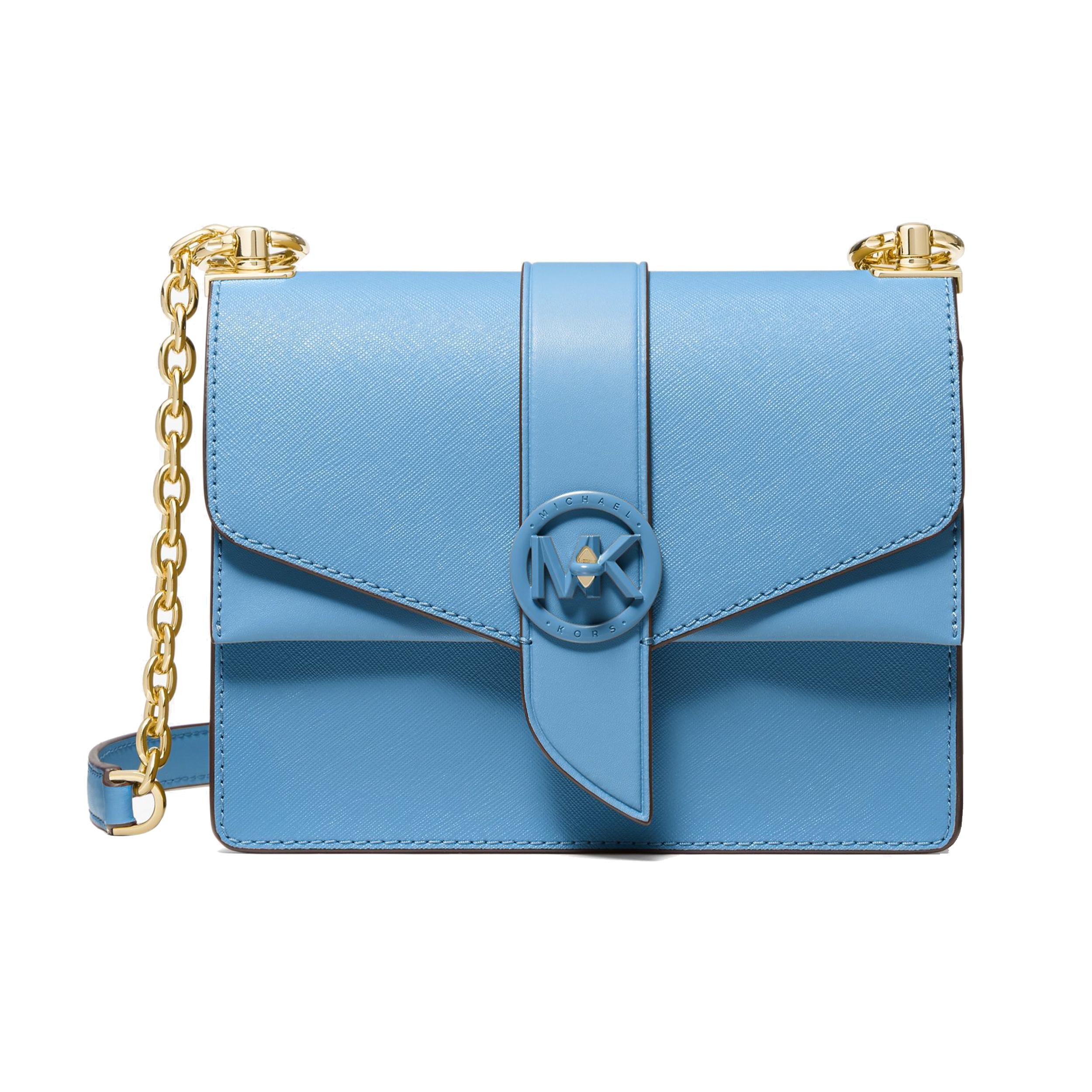 

New MICHAEL KORS Greenwich Leather Crossbody Bag, Shoulder Bag Women s Sky Blue 32S1GGRC0U-485 20*7*16CM