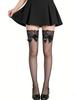 1 Pair Women'S Black Sheer Thigh High Socks With Lace & Bow, Sweet Pure Desire Style Anti-Slip Hosiery For Valentine'S Date