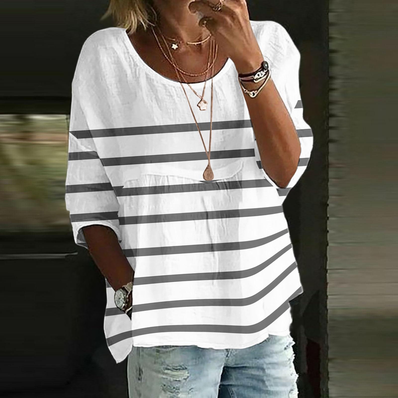 

Льняные рубашки для женщин с рукавом 3/4 на пуговицах с круглым вырезом летние топы нарядные повседневные милые рубашки XL белый