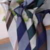 Versatile Retro Striped Tie for Men - Hand-Knotted British Korean Style In Brown, Green, and Blue for Business and Formal Wear.