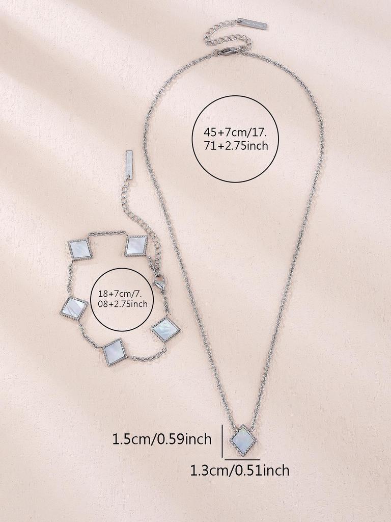 Minimalist Geometric White Shell Pendant Clavicle Chain Bracelet In High-Quality Titanium Steel