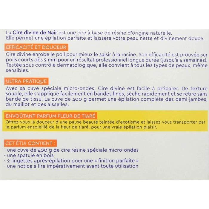 Cire Divine - Nair - Fleur De Tiaré - Efficacité Poils Courts - Résultat Professionnel - 400g