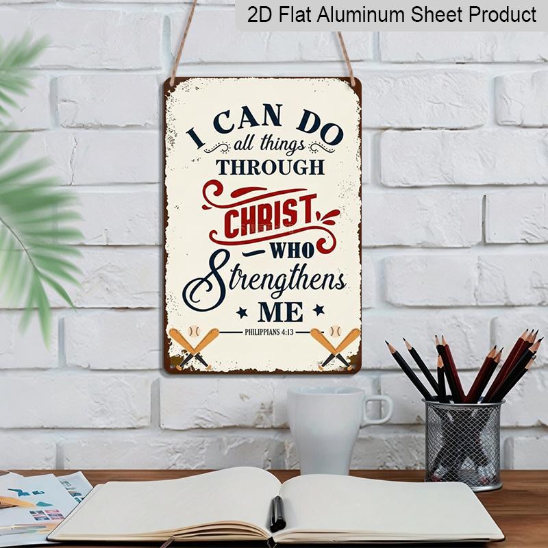 2D Flat 1pc Baseball Christian Quote Metal Sign 7.87x11.81inch - Aluminum Baseball Themed Inspirational Decor for Home, Garage, Man Cave, Sports Room
