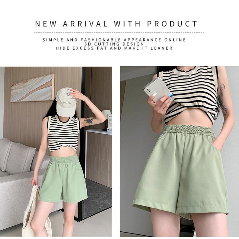 GMXIA Summer Casual Shorts Women's Washed Cotton Overalls Loose High Waist Wide Leg Pants Women's All-in-one Three-quarter Pants