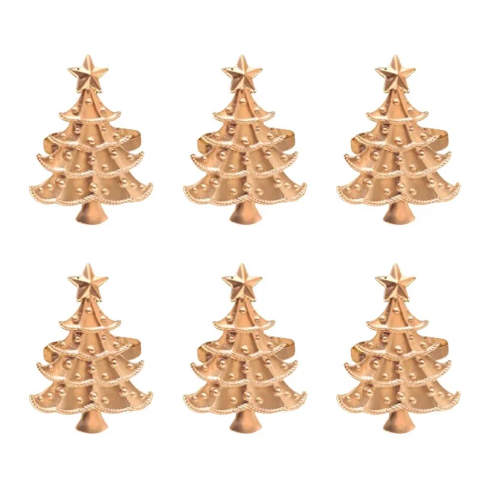 6 Alloy Christmas Napkin Rings with Festive Design Suitable for Wedding Tables Restaurant Decoration and Holiday Use