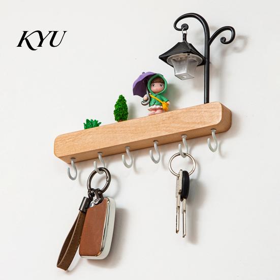 Heavy Duty Coat Rack with 6 Hooks Key Holder Hooks, Solid Wood Entryway Organizer Rack, Wall Multi Purpose Mount Mounted Space Saving Hook for