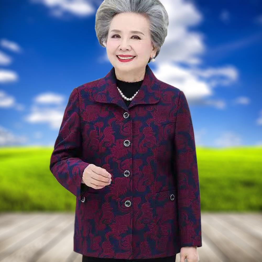 Grandma Style Lightweight Spring Jacket for Women, Ages 60-80 – Perfect for Middle-Aged To Elderly Fashionable Autumn Tops.