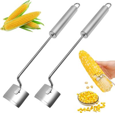 Corn Cob Stripper Long Handle Stainless Steel Corn Stripping Tool Fast Corn Peeler for Corn For Home Kitchens Restaurant Outdoor