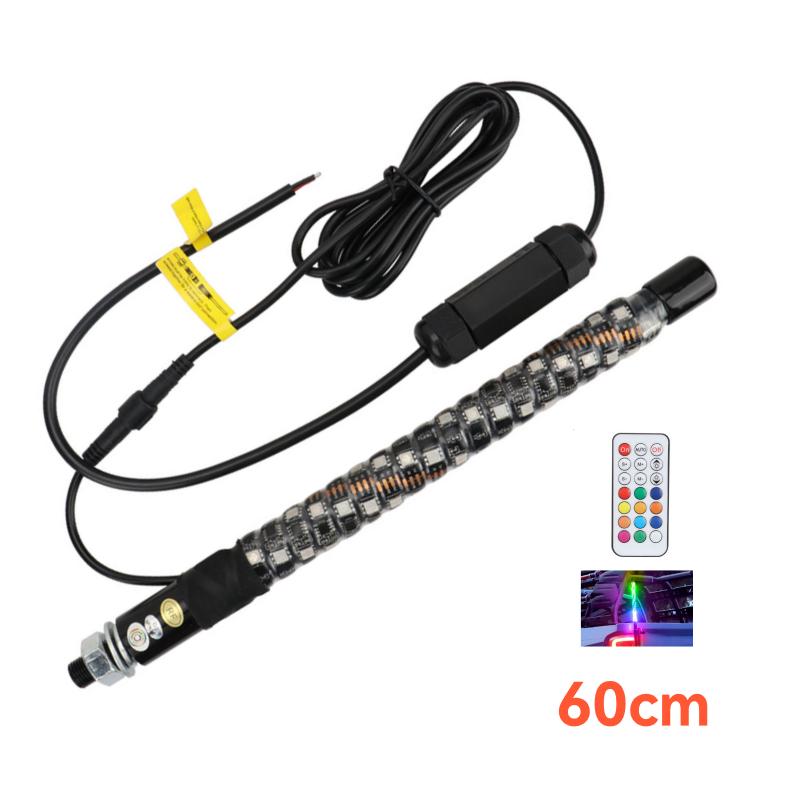 Lámpara de mástil de bandera LED RGB de 30/60/90 cm para UTV Jeep Off-road ATV Camión Luz Ambiental Automática de 1 pie con Mando a Distancia Luz de Bandera Impermeable