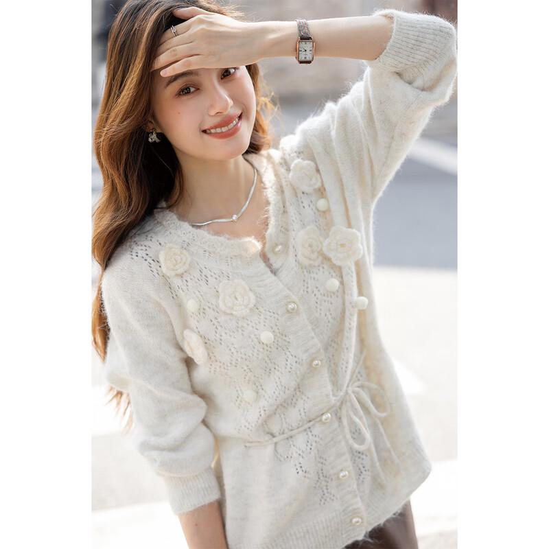 MokaNa 3D Floral Plush Knit Sweater