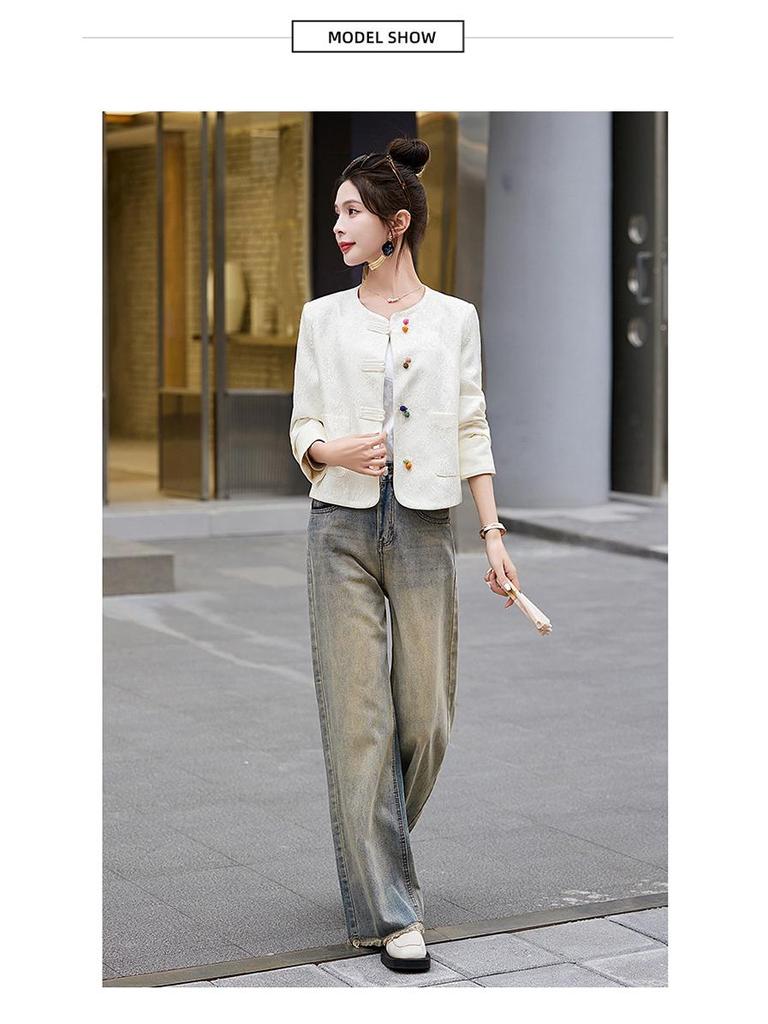 Women's Retro Jacquard Jacket - Short, Age-Reducing, National Style, Spring/Autumn 2025 (B2809)