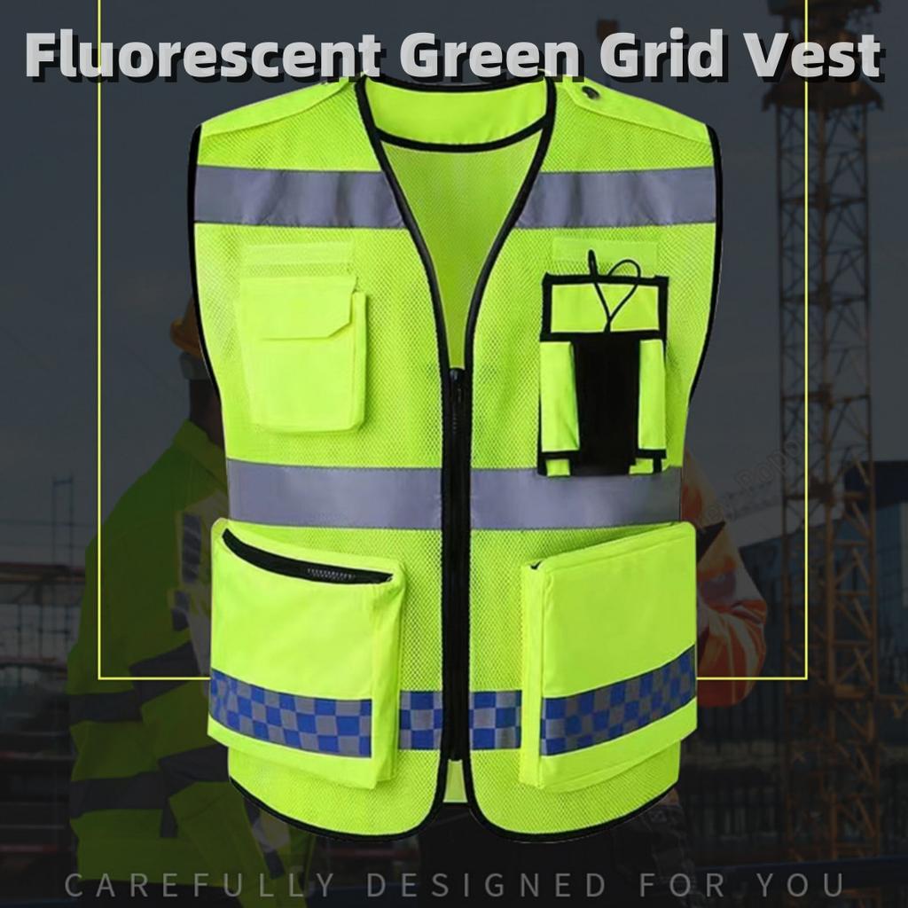 Summer Multi Functional Breathable Reflective Safety Vest Mesh Multi Pocket Traffic Vest Breathable Railway And Running Sports