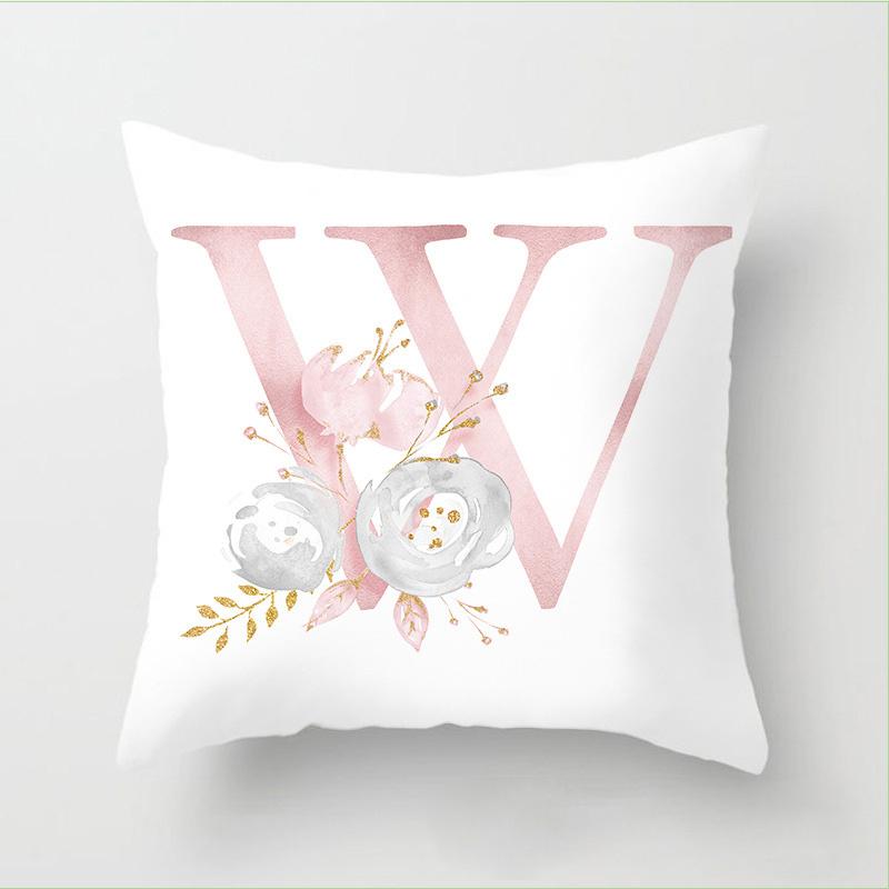 Letter Pink Floral Decoration Pillowcase Car Cushion Cover Pillowcase Sofa Cushion Decoration Living Room Home Decor Pillowcase
