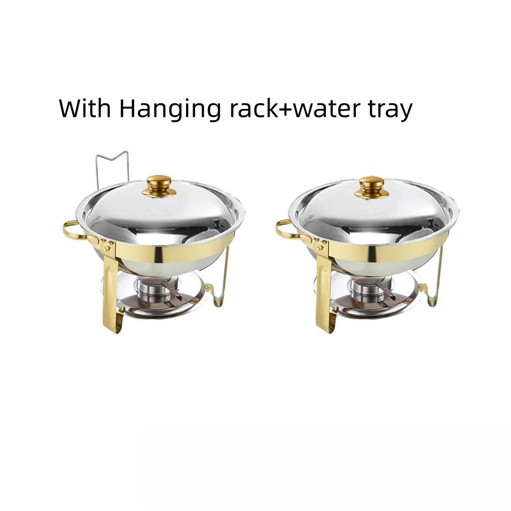 Alcohol Stove Large Capacity Circular Gold-plated Insulated Heating Furnace Hotel Restaurant Stainless Steel Buffet Stove