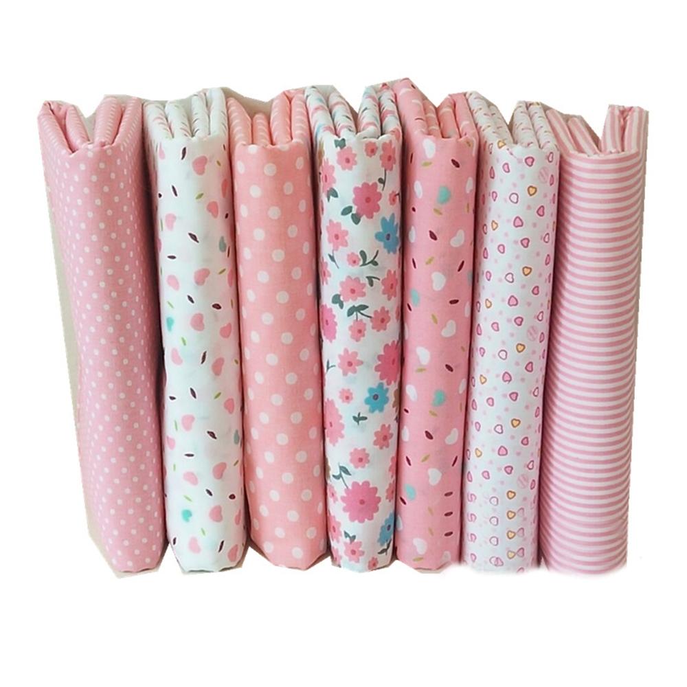 Thick Cotton Quilt Fabric Bundle Set 7 Assorted Colors with Precut Tabs