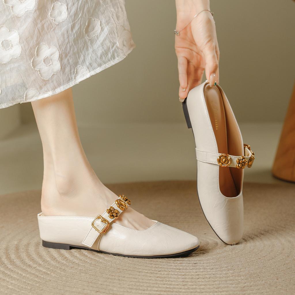 French square head with Muller slippers women's summer 2025 new retro temperament inner height increase outer wear bag head sandals