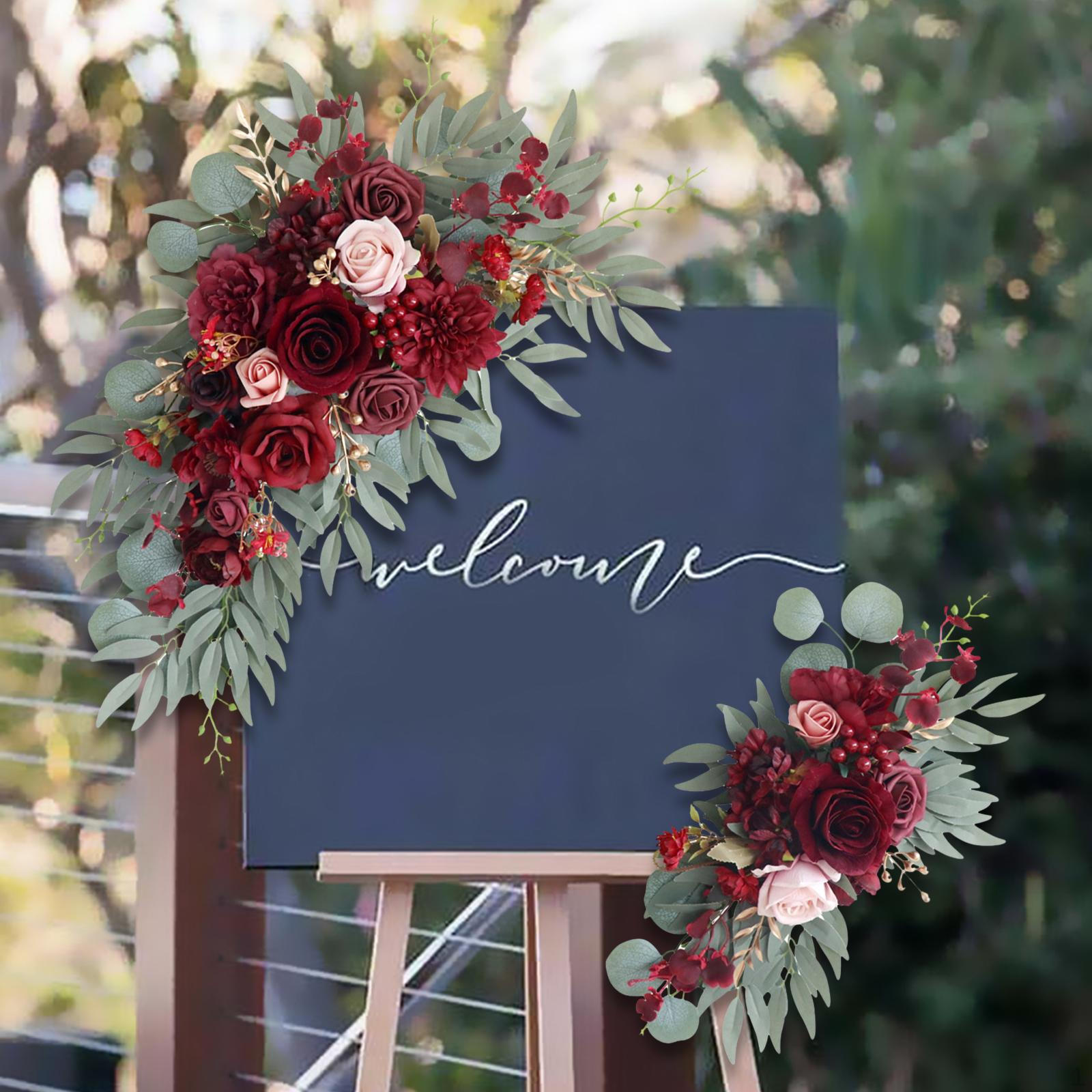 2x Artificial Floral Swag Wedding Arch Flowers Silk Farmhouse Welcome Sign Decoration for