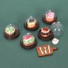 8Pcs/Set Diy Accessories Dollhouse Coffee Miniature Cake Wooden Tray With Cover Dessert Display Rack Kitchen Model Decor Toy