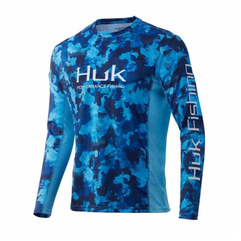 Mens Quick-Dry UV Protection Fishing Shirt Long Sleeve Breathable Outdoor Performance Top Summer Angling