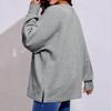 Women's Loose Long Sleeved Round Neck Slit Sports Top Casual Pullover Hoodie