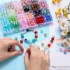 408-1200Pcs/Box Colorful Glass Beads Plastic Spacer Loose Bead Elastic Cord with Small Scissors for DIY Bracelet Jewelry Making