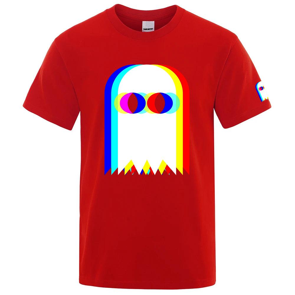 Funny Ghost Psychedelic Vaporwave Halloween Edm Music Fashion Brand Premium Round Neck Short Sleeve Solid Color Tshirt