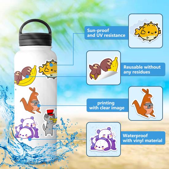 

100 шт. наклейки для коллекции маленьких животных, простые в использовании, черепаха, пингвин, тигр, слон, невыцветающие наклейки с животными