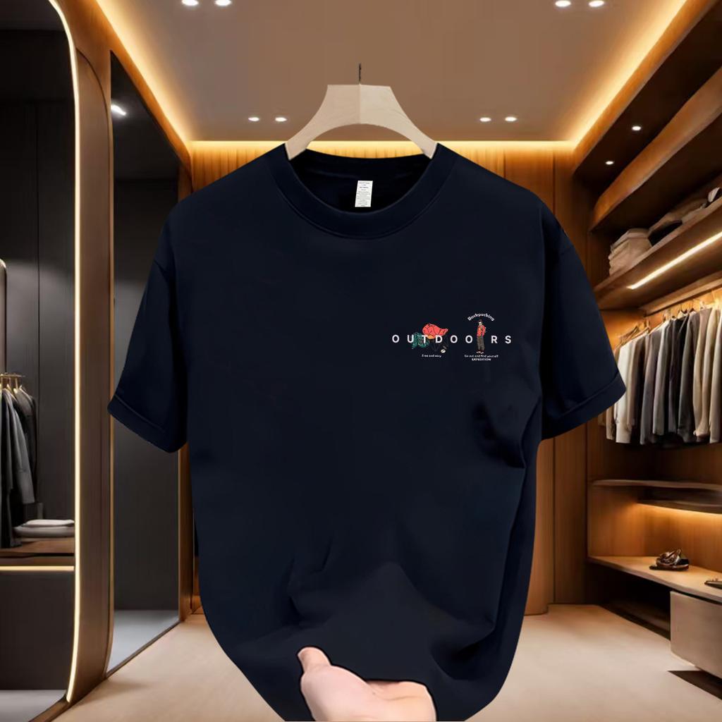 Cross-Border Special Supply Of Good Goods 100% Cotton Short-Sleeved T-Shirt Men'S Trendy Brand Simple Round Neck Loose Half-Sleeved Couple