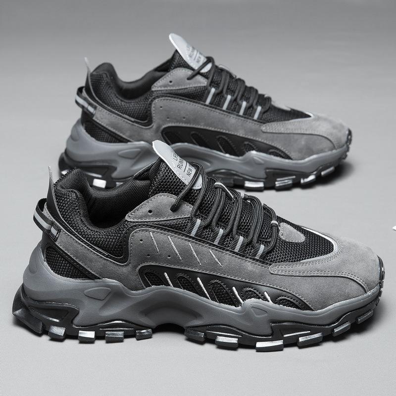 

Модные новые мужские спортивные туфли большого размера в стиле ретро, осенние, на толстой подошве, модные, старые туфли, молодежные, на шнуровке, модные мужские туфли 46 чёрный