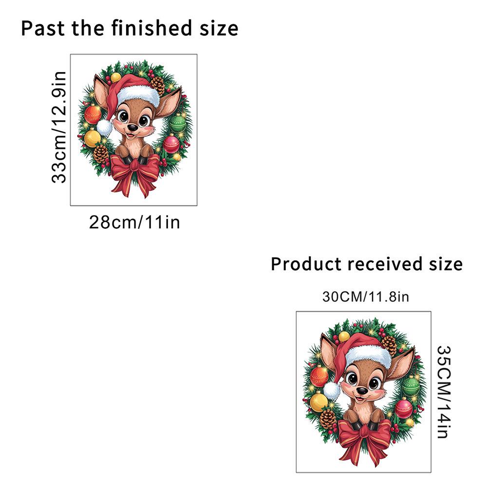 Removable Christmas Reindeer Wreath Wall Sticker for Living Room, Bedroom, or Entrance